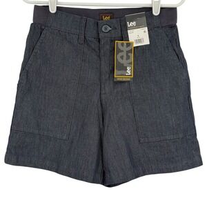 Lee Women's Comfort Waistband 6" Inseam Navy Fresno Stretch Short Size 6 NWT